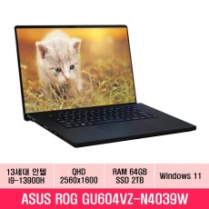 Zephyrus GU604VZ-N4039W 13세대 인텔i9 RTX4080탑재 램64G교체 NVMe2TB교체 노트북 추천 EU